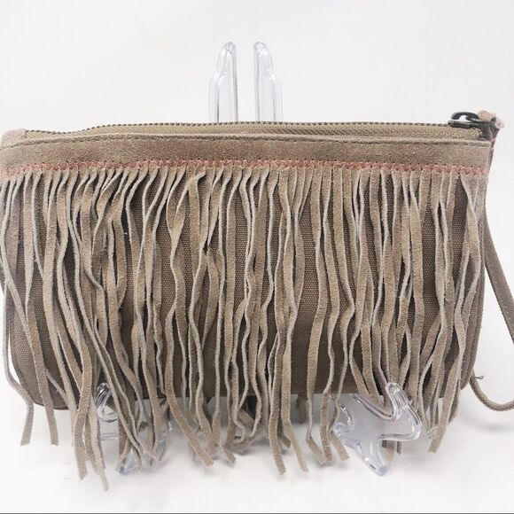 AMERICAN EAGLE | Tan Cow Suede Fringe Wristlet - Picture 5 of 10